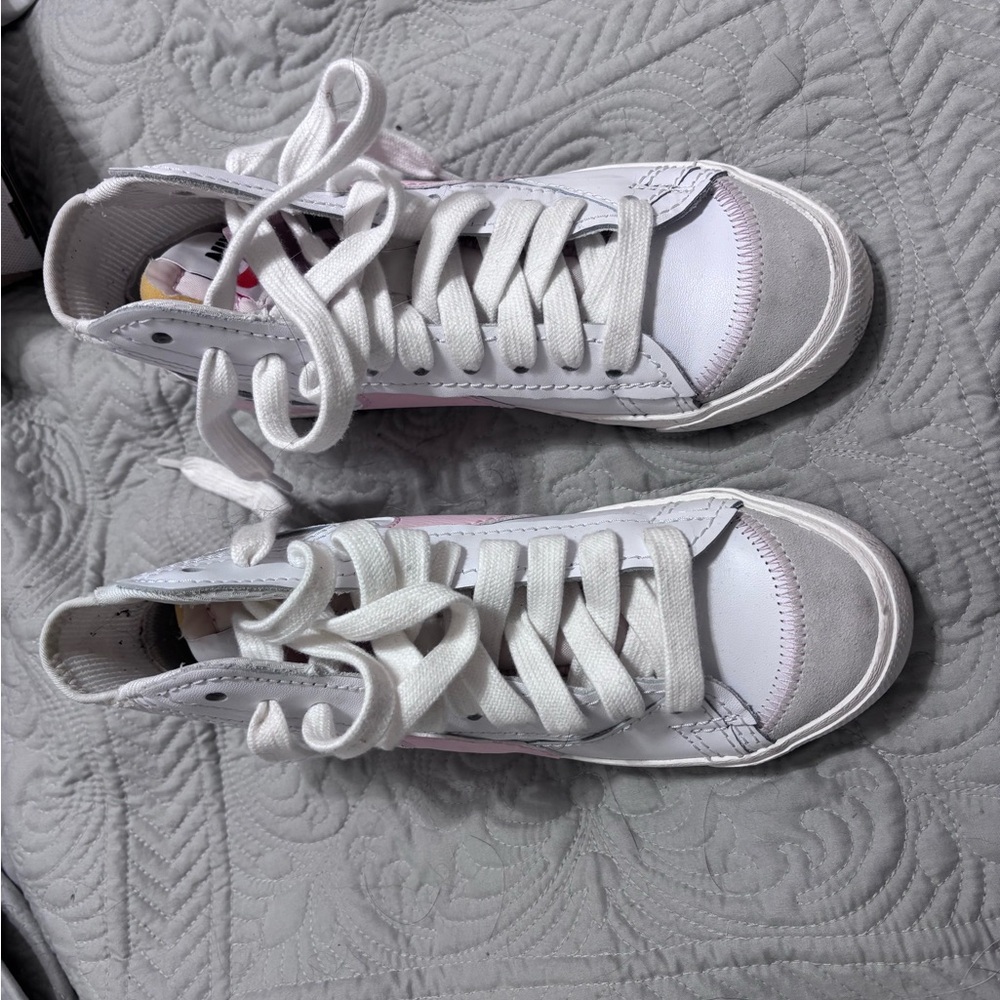 White and Gray High-Top Sneakers